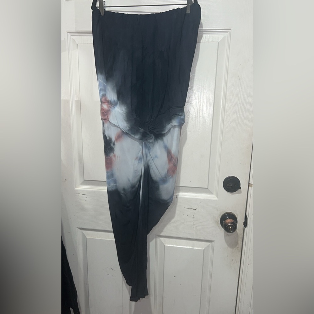 Y2K young fabulous & broke black & grey tie-dye maxi dress with ruffle detail